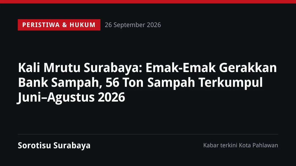 Kali Mrutu Surabaya: Emak-Emak Gerakkan Bank Sampah, 56 Ton Sampah Terkumpul Juni–Agustus 2026