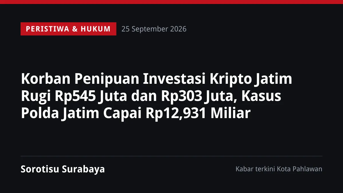 Polda Jatim Bongkar Sindikat Penipuan Investasi Kripto, Kerugian Korban Rp12,931 Miliar