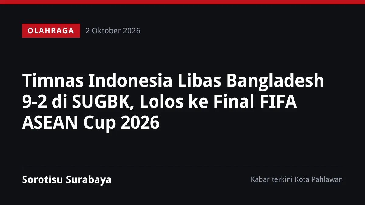 Timnas Indonesia Libas Bangladesh 9-2 di SUGBK, Lolos ke Final FIFA ASEAN Cup 2026